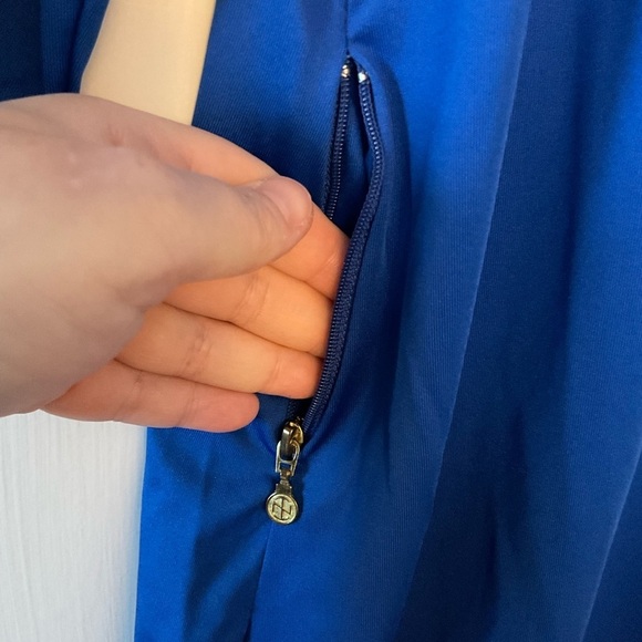 Tracy Negoshian Tunic Dress Blue Jersey Pockets Size L NWT Preppy USA Americana - Picture 5 of 10